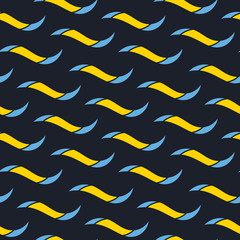 Vector seamless background with hand drawn waves . Vector illustration