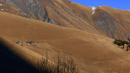 Paysage sur les montagnes de Saint Sorlin d'Arves - France