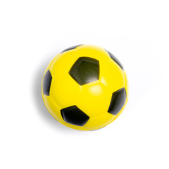 Small soccer ball on white background isolation, top view