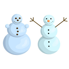 Two classic children's snowmen in cartoon style
