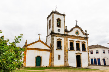 Fototapeta na wymiar Santa Rita Church in Paraty, Rio de Janeiro, Brazil. Paraty is a preserved Portuguese colonial and Brazilian Imperial municipality