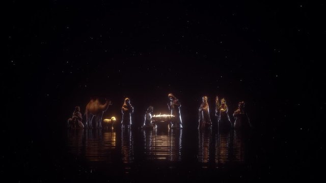 Glowing nativity scene, background