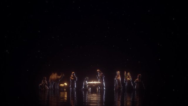 Illuminated nativity scene, background