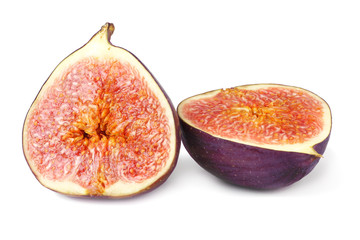 sliced fig fruits isolated on white background