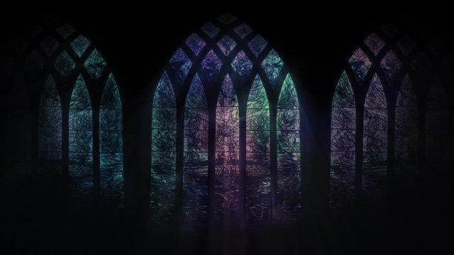Church stained glass window, animated background