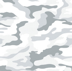 Dot pattern camouflage seamless background in white - obrazy, fototapety, plakaty