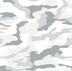 Acrylic prints Military pattern Dot pattern camouflage seamless background in white