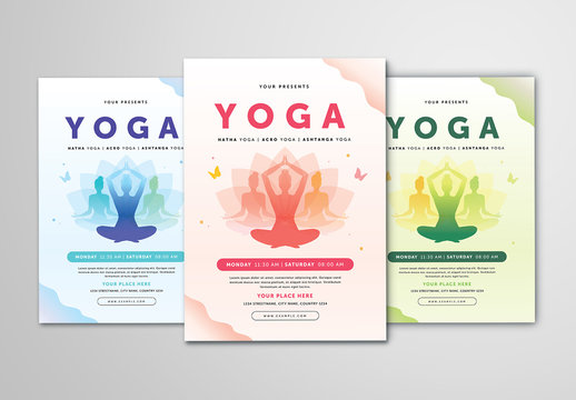 Yoga Flyer Layout with Illustrative Elements