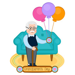 Grandparents day image with a grandfather in a room - Vector illustration