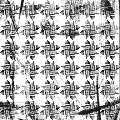 Grunge abstract geometric pattern with mills. Square black and white backdrop.