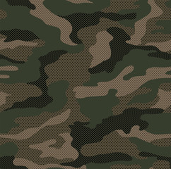 Dot pattern camouflage seamless background in green