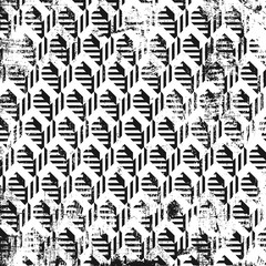 Grunge abstract pattern, geometric optical illusion.  Square black and white backdrop.