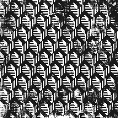 Obraz premium Grunge abstract pattern, geometric optical illusion. Square black and white backdrop.