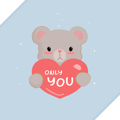 Teddy bear which is holding heart for Valentine's day.