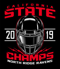 Football helmet state champs graphic illustration © razor33