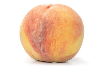 Group of one half two slices of fresh fuzzy peach isolated on white background