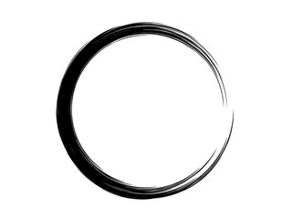 Grunge circle made of black paint.Grunge ink circle made with artistic brush.Grunge marking element made for your project.