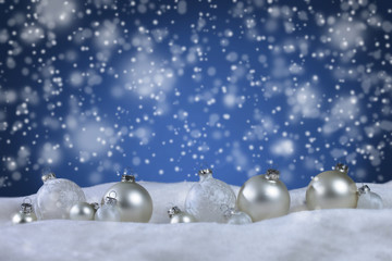 Chrismtas balls in snow