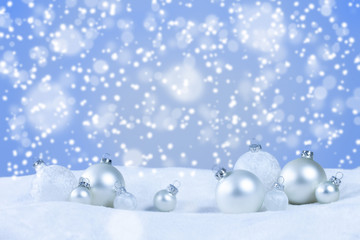 Chrismtas balls in snow