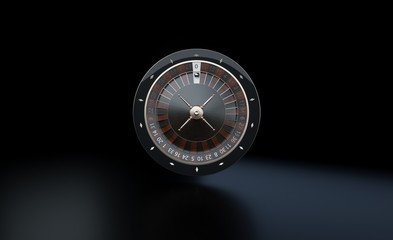 Modern Wooden Metallic Roulette Wheel. Casino Gambling Concept With Metallic Details - 3D Illustration