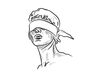 man, blind, blindfolded, face