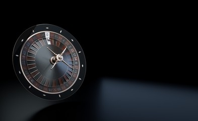 Modern Wooden Metallic Roulette Wheel. Casino Gambling Concept With Metallic Details - 3D Illustration