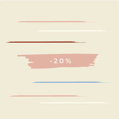 -20& sale banner brush template vector minimal design