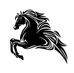 pegasus horse side view - greek mythology winged stallion black and white vector outline
