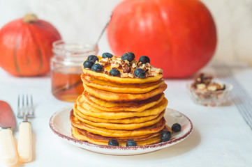 homemade pumpkin pancakes, pancake with pumpkin easy  recipe 