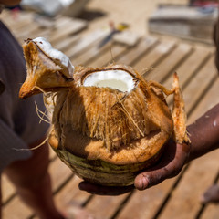 Fresh, open coconut