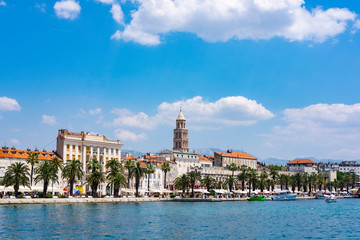 View of the Rive promenade and the old town of Split, Dalmatia, Croatia. Split is the second largest city in Croatia and on the list of Unesco monuments with many cultural sites