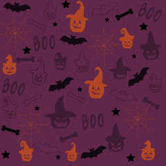 Spooky Halloween seamless pattern. Halloween pumpkins.
