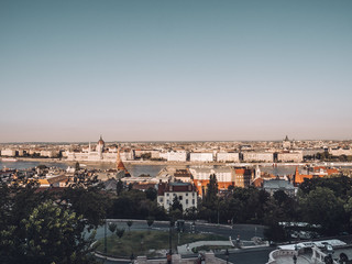 Fototapeta premium A beautiful panoramic view over the Danube and the houses of Budapest.