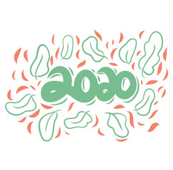Happy New Year 2020 Text Design Patter, Vector.