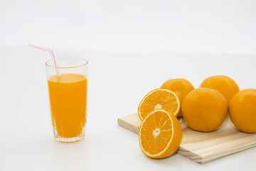  orange with white background and juice