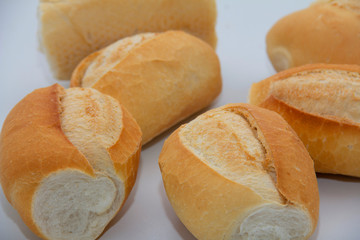  bread in basket with white background