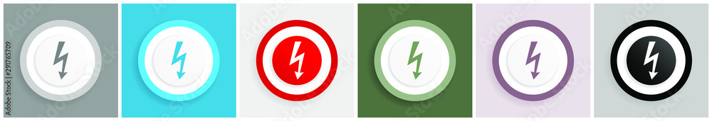 Poster Bolt icon set, vector illustrations in 6 options for web design and mobile applications