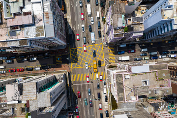 Fototapeta premium Top down view of Hong Kong city
