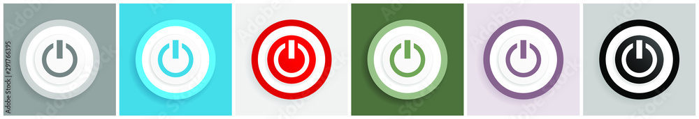 Poster power icon set, vector illustrations in 6 options for web design and mobile applications
