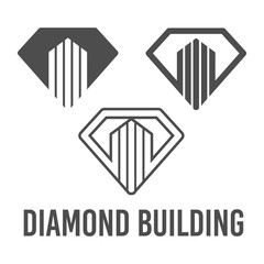 set abstract vector illustration diamond building icon logo construction black color