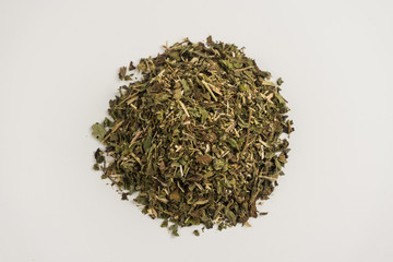Set of herbal teas on a white background