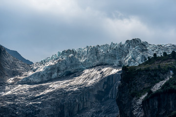 Close-up of Glacier d'Argentiere in summer in Chamonix France