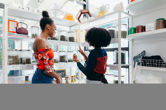 Customer looking at different options