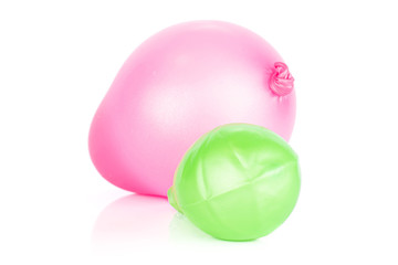 Group of two whole latex pastel ballon isolated on white background