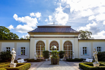 Obraz premium Wandelhalle, Kurpark, Bad Steben, Bayern, Deutschland 
