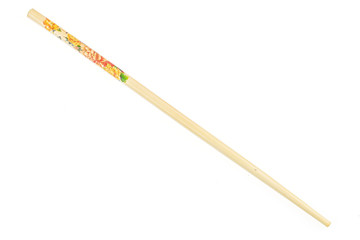 One whole colorful asian brown chopsticks flatlay isolated on white background