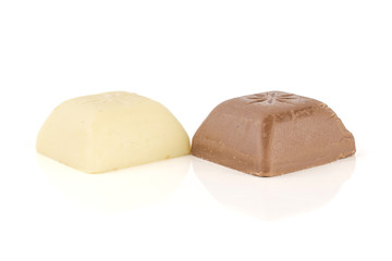 Group of two whole fresh chocolate piece isolated on white background
