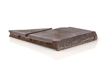 Group of one whole one piece of fresh chocolate piece isolated on white background