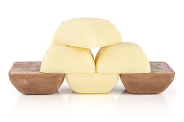 Group of six whole fresh chocolate piece isolated on white background