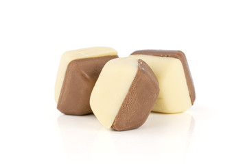 Group of six whole fresh chocolate piece isolated on white background